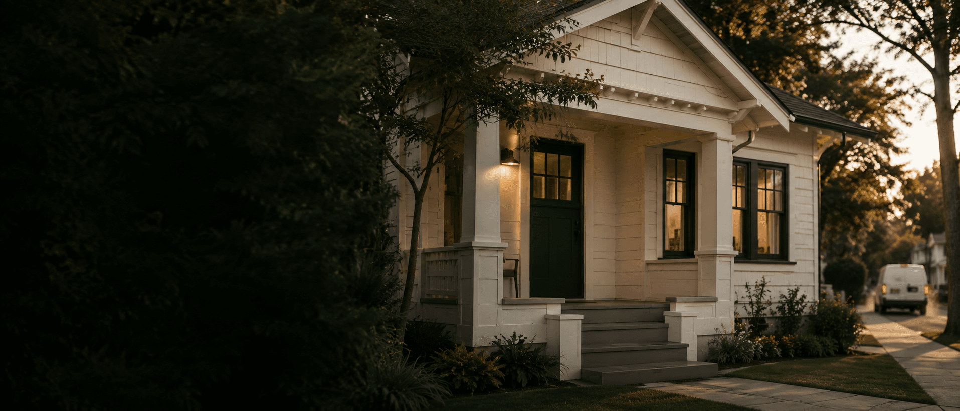Careful cut-in work on trim and window casing during an exterior repaint.